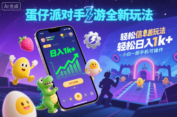 蛋仔派对手游全新玩法，轻松日入1k+，风口信息差玩法，当天见收益，小白一部手机可操作-喜学网