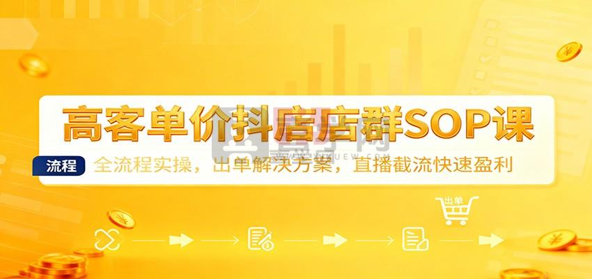 高客单价抖店店群SOP课：全流程实操，出单解决方案，直播截流快速盈利-喜学网