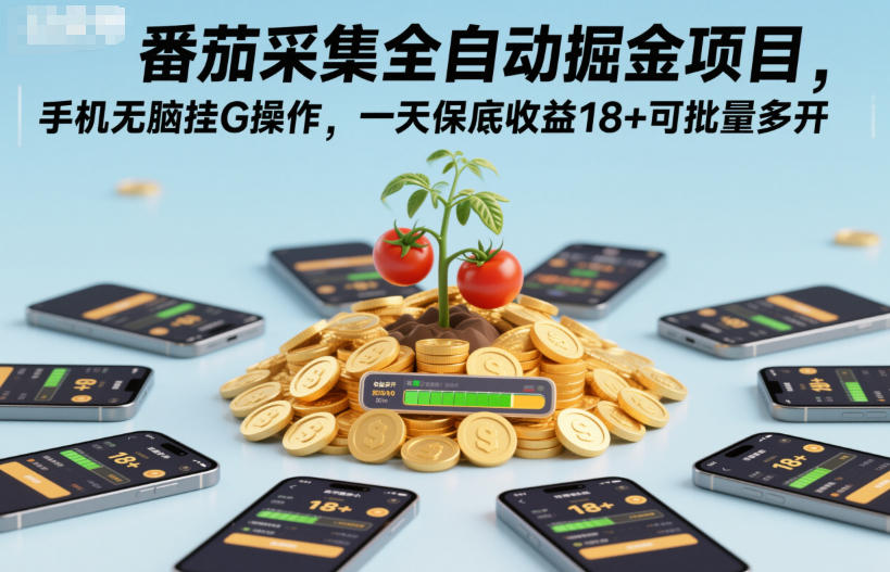 番茄采集全自动掘金项目，手机无脑挂G操作，一天保底收益18+可批量多开【揭秘】-喜学网
