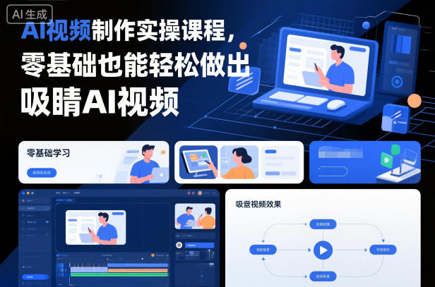 AI视频制作实操课程，零基础也能轻松做出吸睛AI视频-喜学网