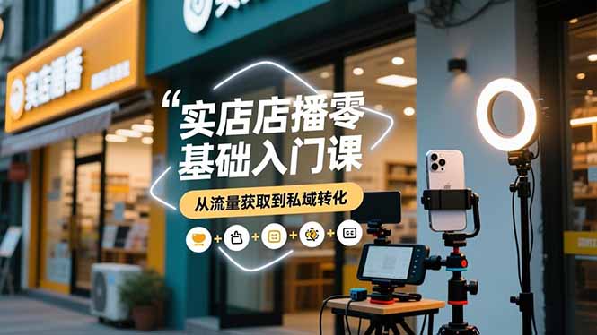 实体店播零基础入门课，实体店+短视频+直播+微信生态+私域社群，从流量获取到私域转化-喜学网