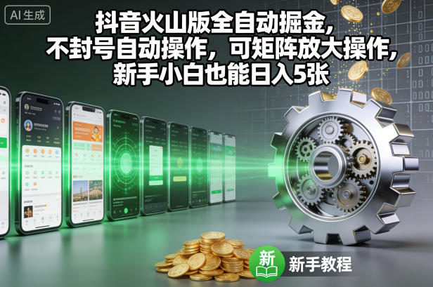 抖音火山版全自动掘金，不封号自动操作，可矩阵放大操作，新手小白也能日入5张【揭秘】-喜学网