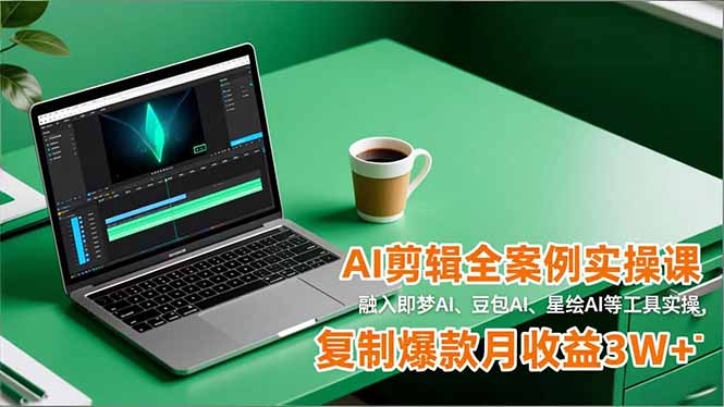 AI剪辑全案例实操课，融入即梦AI、豆包AI、星绘AI等工具实操，复制爆款月收益3W+-喜学网