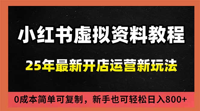 小红书虚拟资料项目：最新搜索流变现玩法，0成本简单可复制，一人多店打法，新手日入800+-喜学网