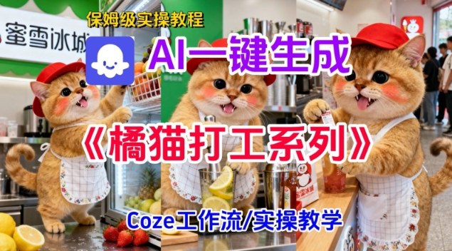 Coze扣子工作流一键生成胖橘猫打工短视频，保姆级实操搭建教学-喜学网
