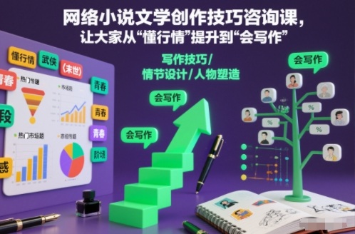 网络小说文学创作技巧咨询课，让大家从“懂行情”提升到”会写作”的高度-喜学网