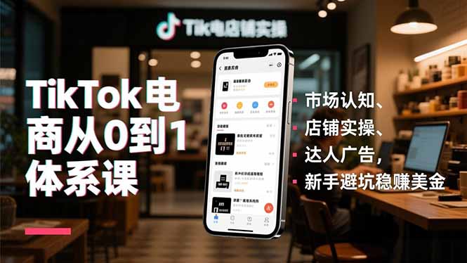 TikTok电商从0到1体系课，市场认知、店铺实操、达人广告，新手避坑稳赚美金-喜学网