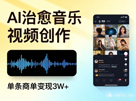 AI做治愈音乐视频，多平台投稿，单条商单变现3W+-喜学网