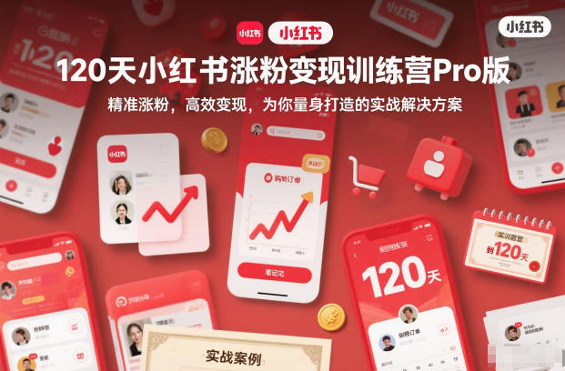 120天小红书涨粉变现训练营Pro版，​精准涨粉，高效变现​，为你量身打造的实战解决方案-喜学网