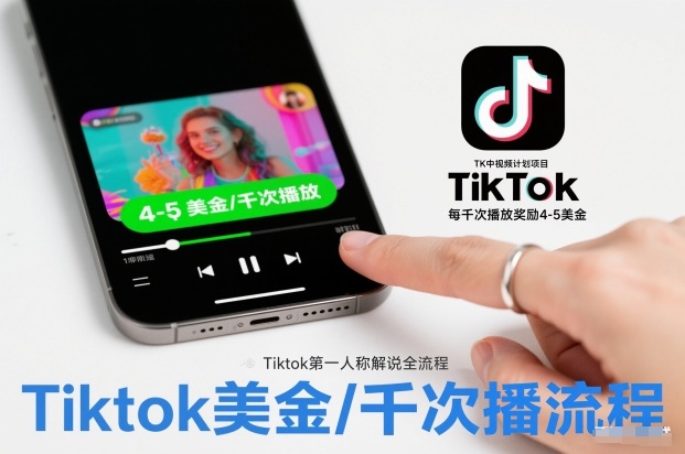 TK中视频计划项目，Tiktok第一人称解说流程，每干次播放奖励4-5美金-喜学网