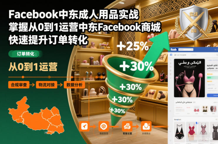 Facebook中东成人用品实战，掌握从0到1运营中东Facebook商城，快速提升订单转化-喜学网