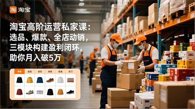 淘宝高阶运营私家课：选品、爆款、全店动销，三模块构建盈利闭环，助你月入破5万-喜学网